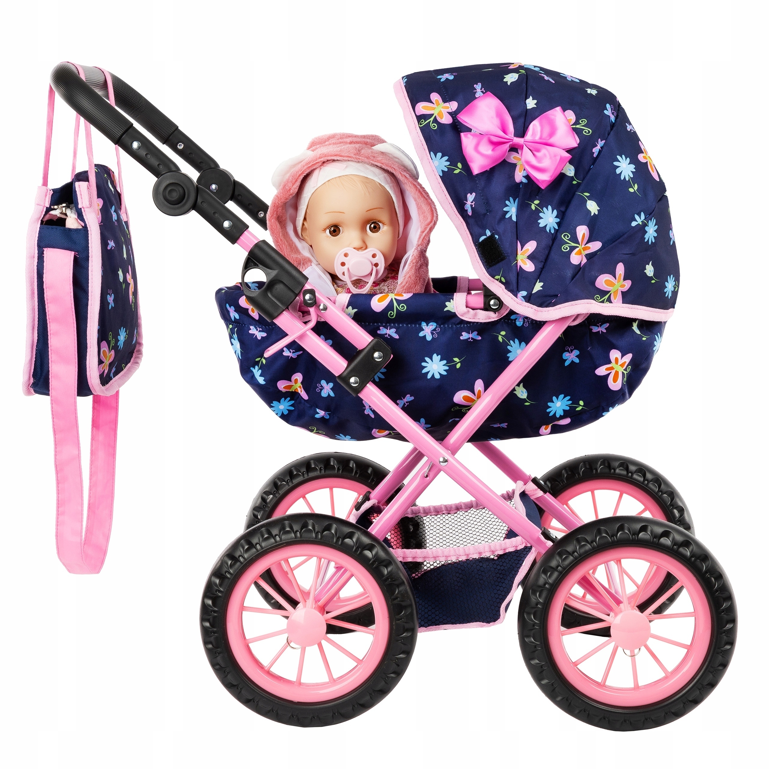 KINDERPLAY WÓZEK DLA LALEK GŁĘBOKI GONDOLA SKŁADANY TORBA REGULOWANA RĄCZKA Bohater / Bajka brak