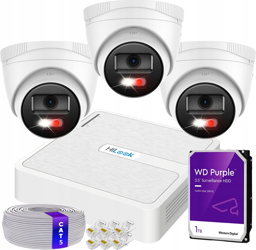 Sada monitorování Ip 3 kamery 4MPx PoE Hilook ICPAM-T4-30DL rekordér