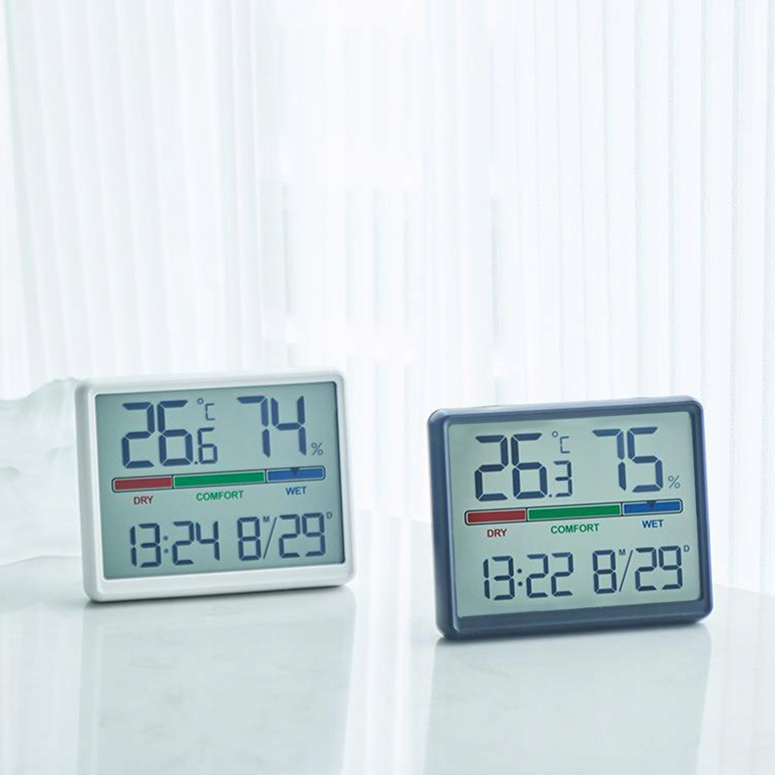 STACJA POGODY WEWNĘTRZNA HIGROMETR DATA ZEGAR TERMOMETR MAGNES ALARM Marka Nobitech