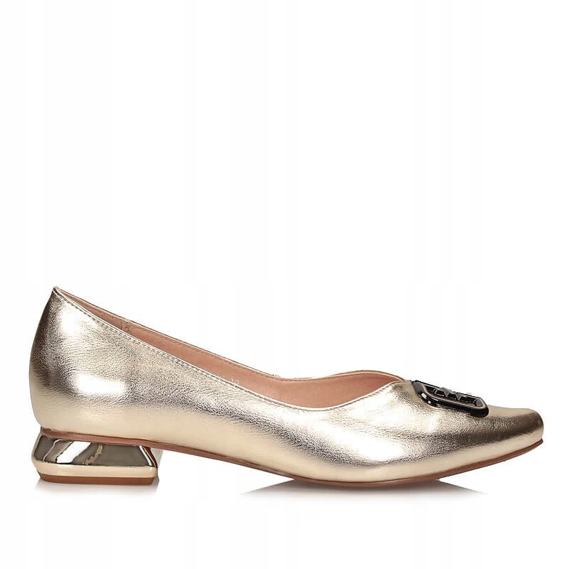 Balerinki damskie Potocki 26-12770GD złote półbuty wsuwane