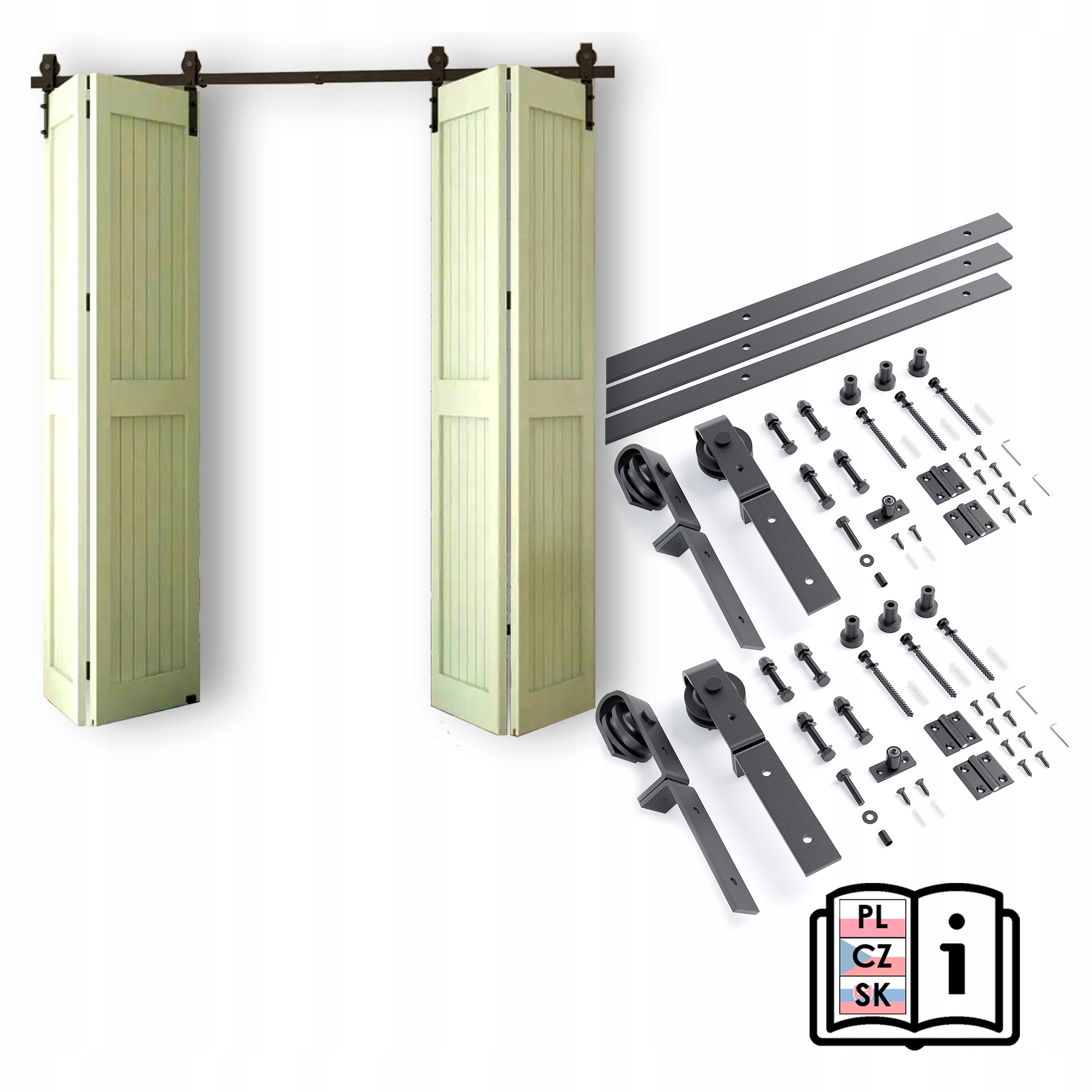 Systém pre skladacie nástenné dvere 4 krídla 3 m, Harmonijka