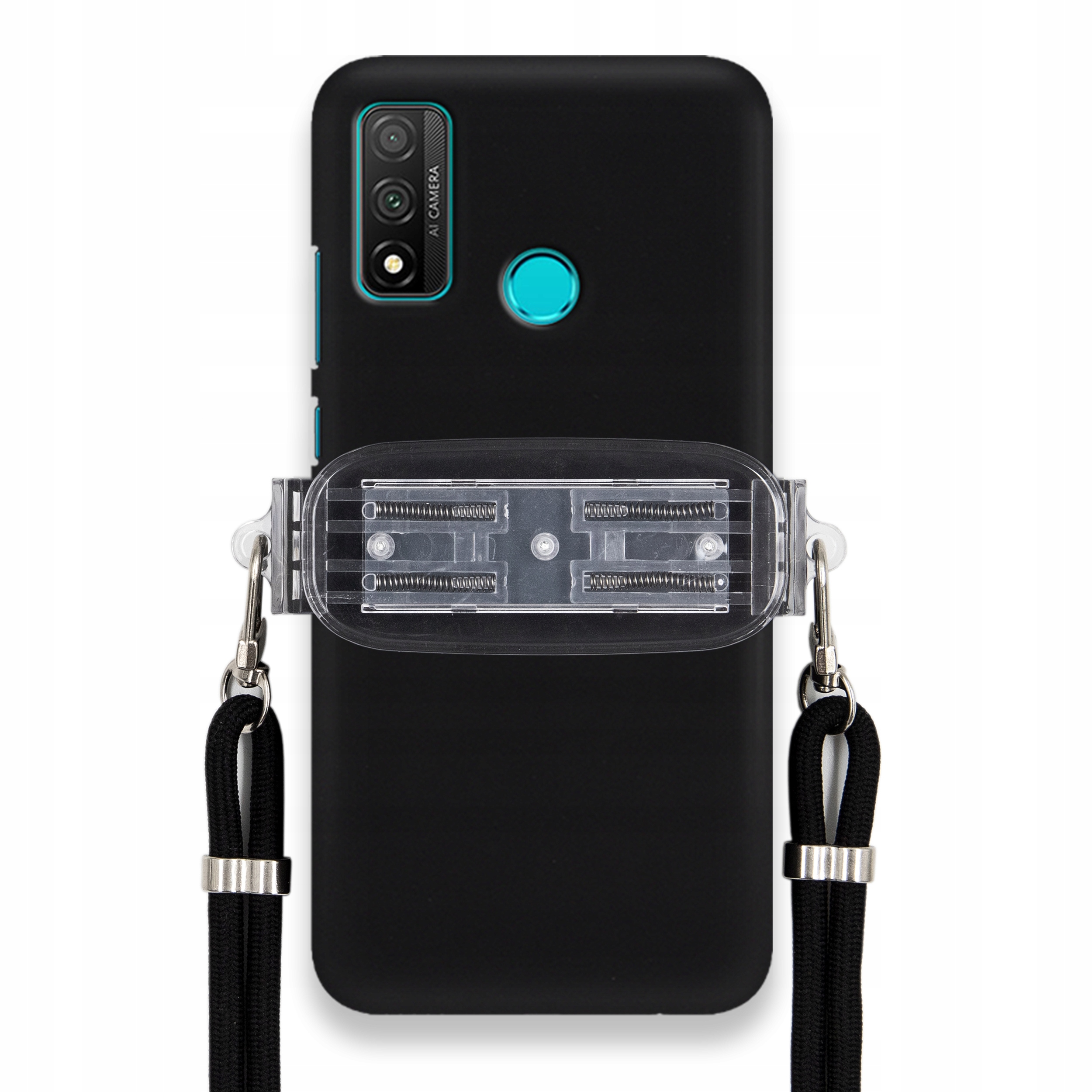 Puzdro Pre Huawei P Smart 2020 Smooth Case Univerzálny Držiak, Čierna Šnúrka