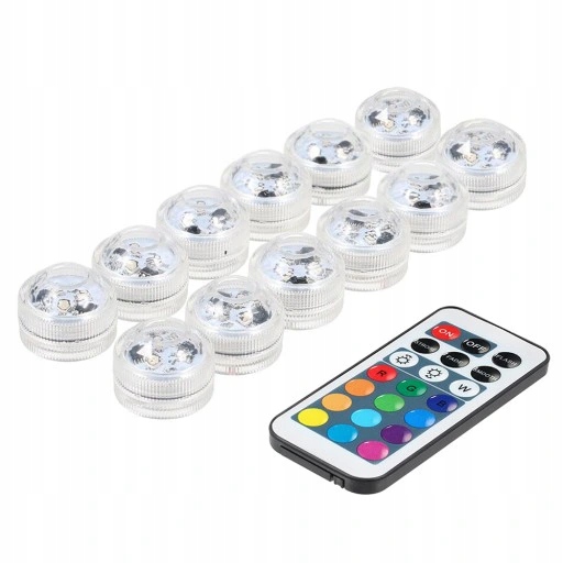 12x LAMPKA BEZPRZEWODOWA LAMPA RGB LED Z PILOT