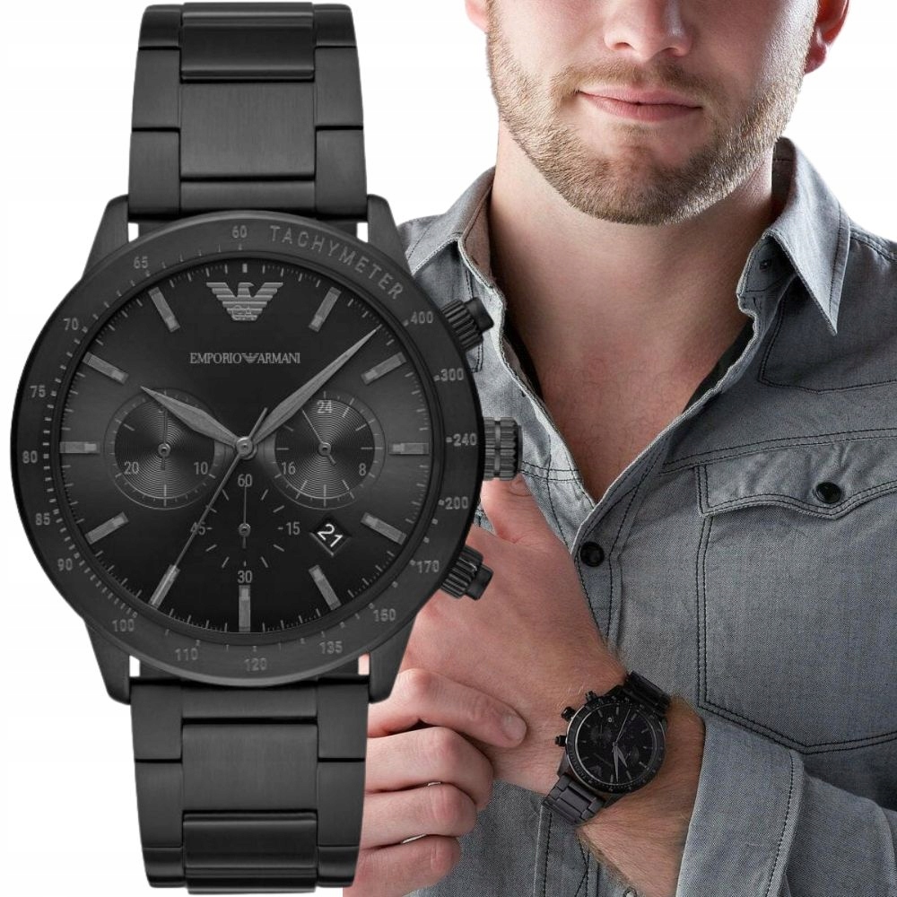 pánské hodinky Emporio Armani AR11242 Mario černé na náramku