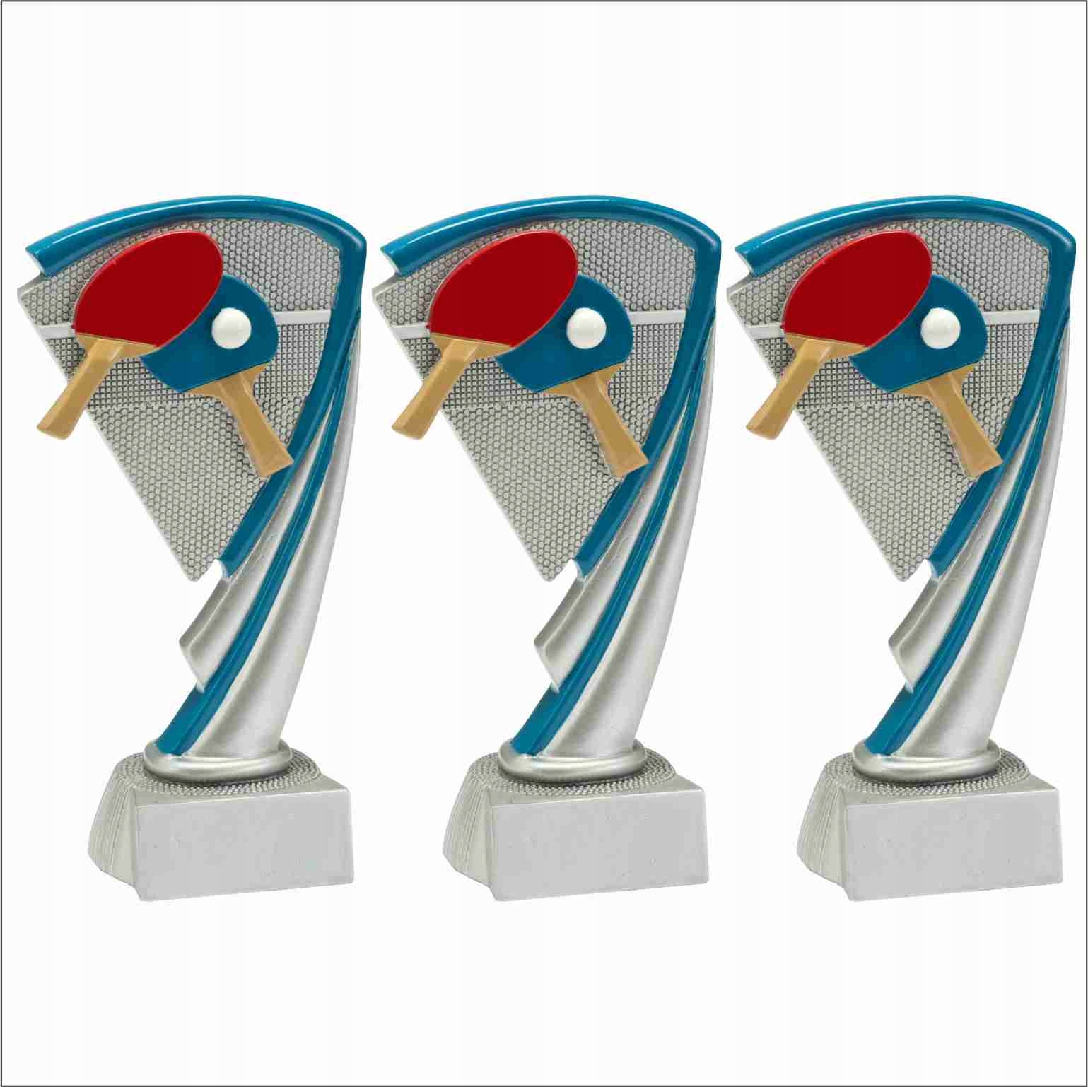 Zestaw 3 Statuetek Ping Pong, puchary 3szt. grawer! Nagroda, zawody.