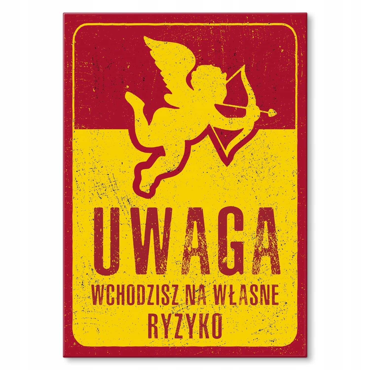 Kovový plakát Pozor amor Dárek 30 x 42 cm