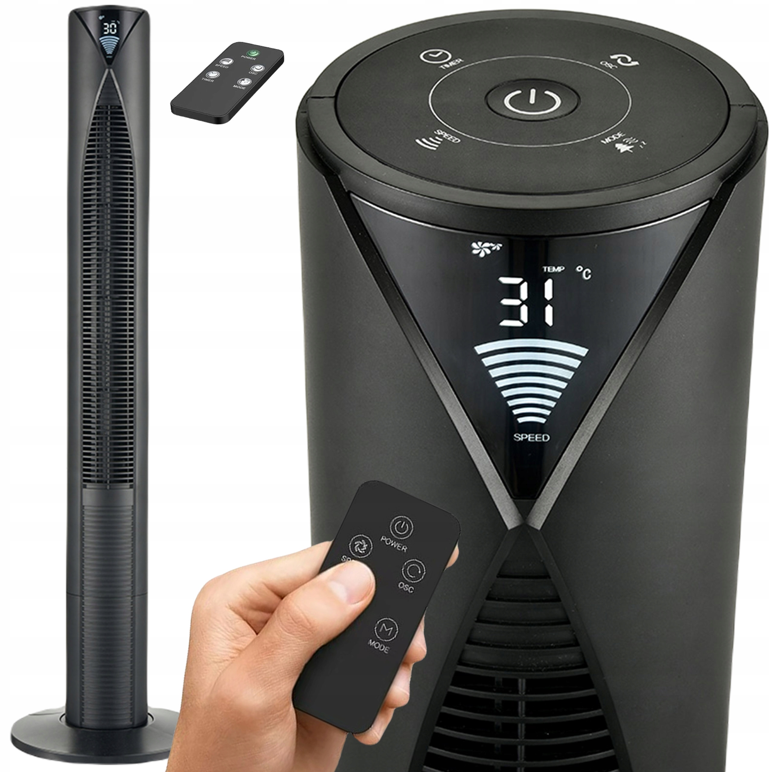 WENTYLATOR KOLUMNOWY WIATRAK STOJĄCY PODŁOGOWY + JONIZACJA CICHY Z PILOTEM