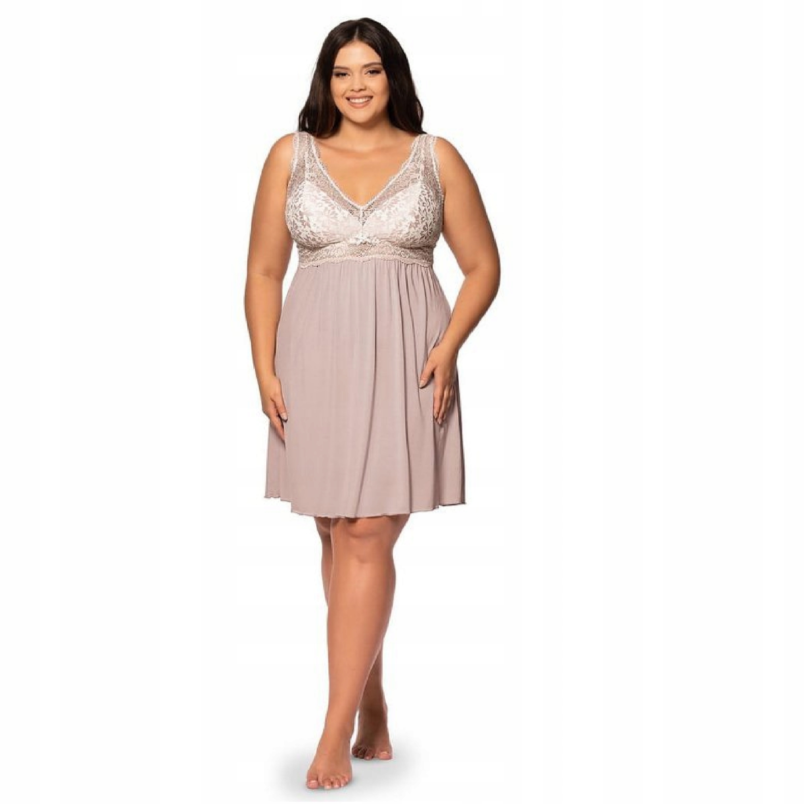 Lara tričko noční dámské 3XL viskóza sexy krajka růžová Nipplex