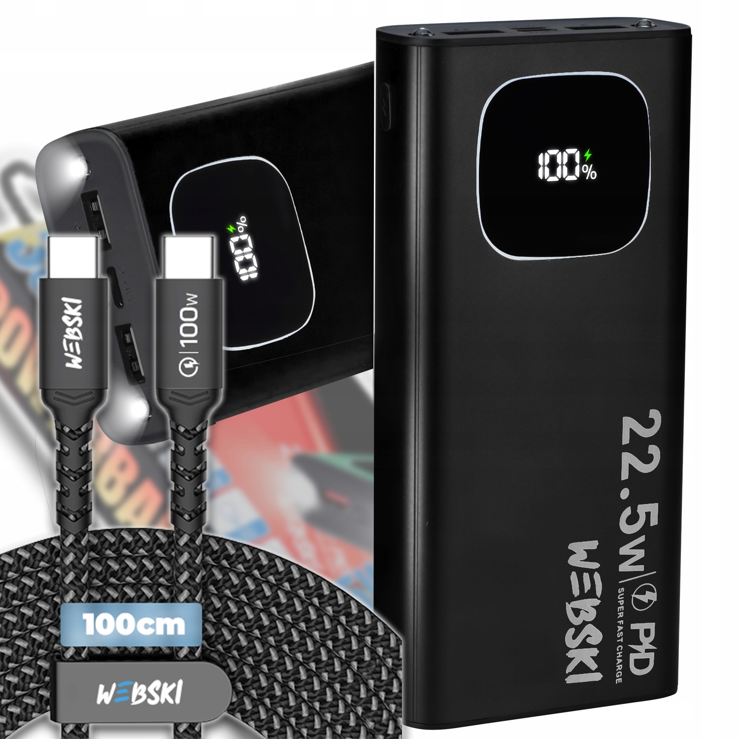 Výkonná Powerbanka 30000 Mah Usb-c Usb Quick Charge Kabel Usb-c 1 M