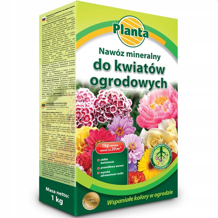 NAWÓZ DO KWIATÓW OGRODOWYCH ROŚLIN KWITNĄCYCH DALII CYNII PIWONII RÓŻ = 1kg