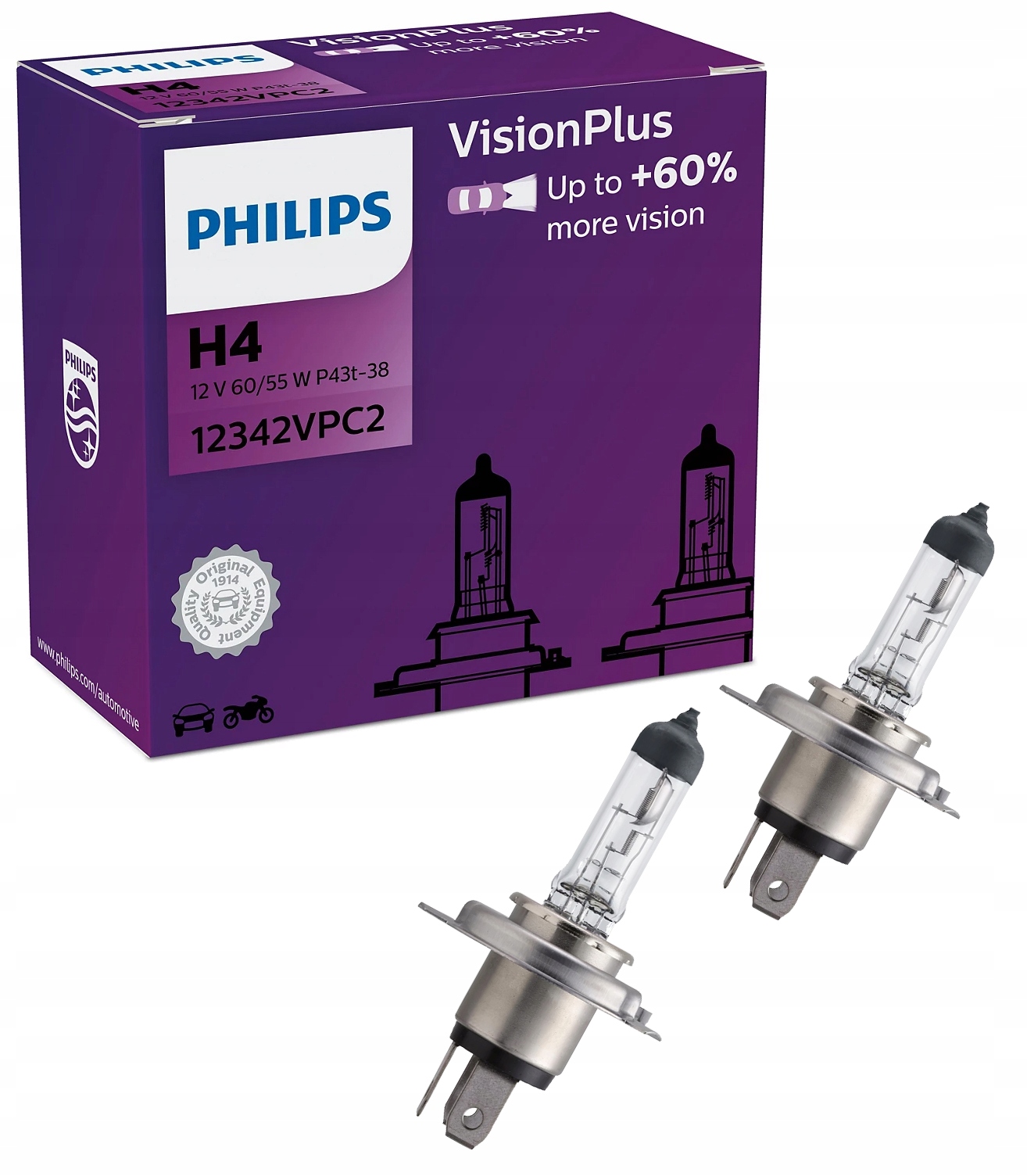 Philips Vision Plus Żarówki H4 12V 55W Duobox