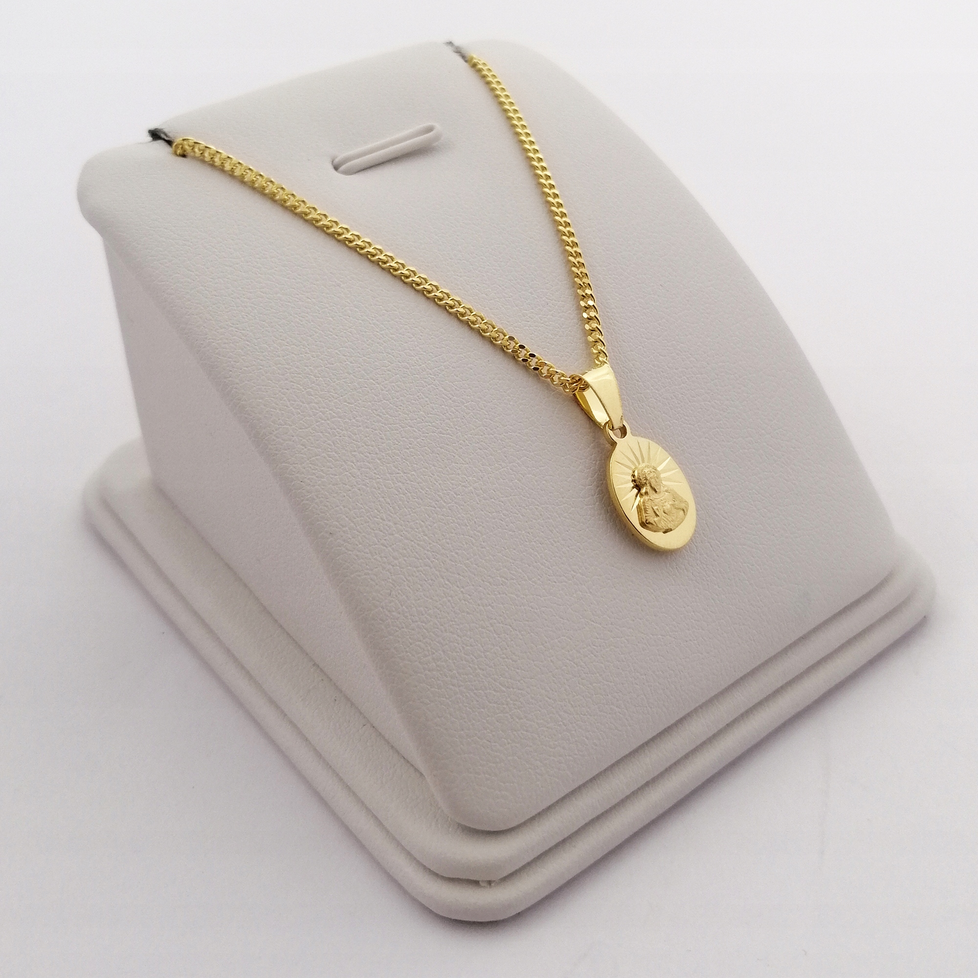 PIĘKNY NASZYJNIK SZKAPLERZ POZŁACANY pr.925 GRAWER Długość całkowita 45 cm