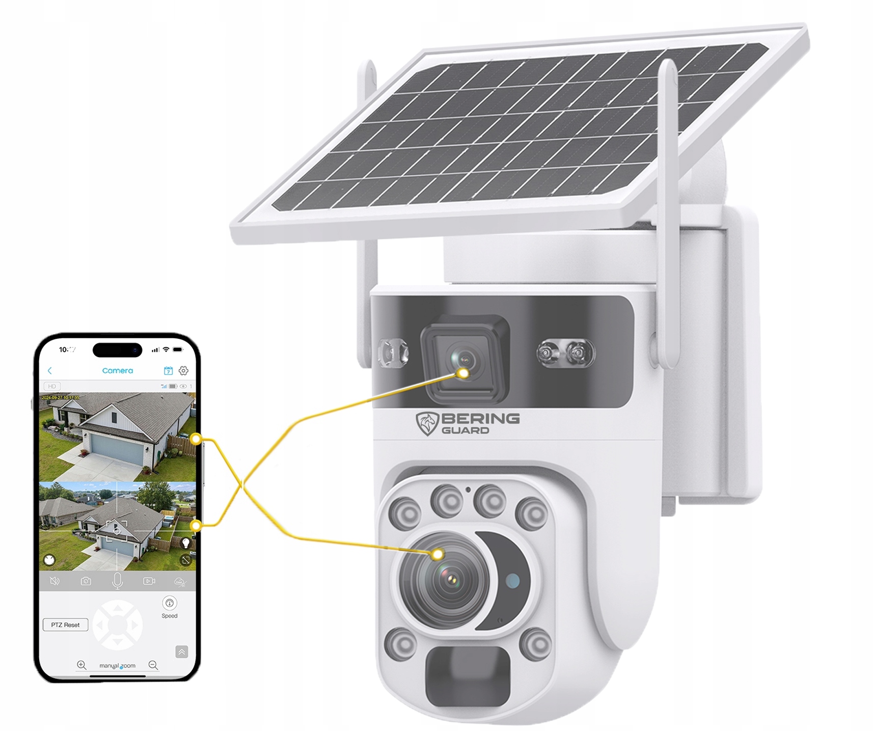 Kamera GSM Karta SIM Podwójna Obrotowa SOLAR Podgląd obraz na żywo ZOOM x20