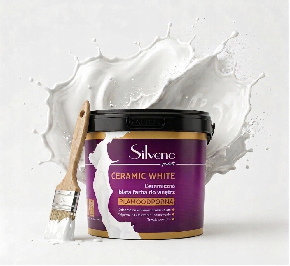 Silveno bílá barva pro interiéry odolná vůči skvrnám 5 l Ceramic White