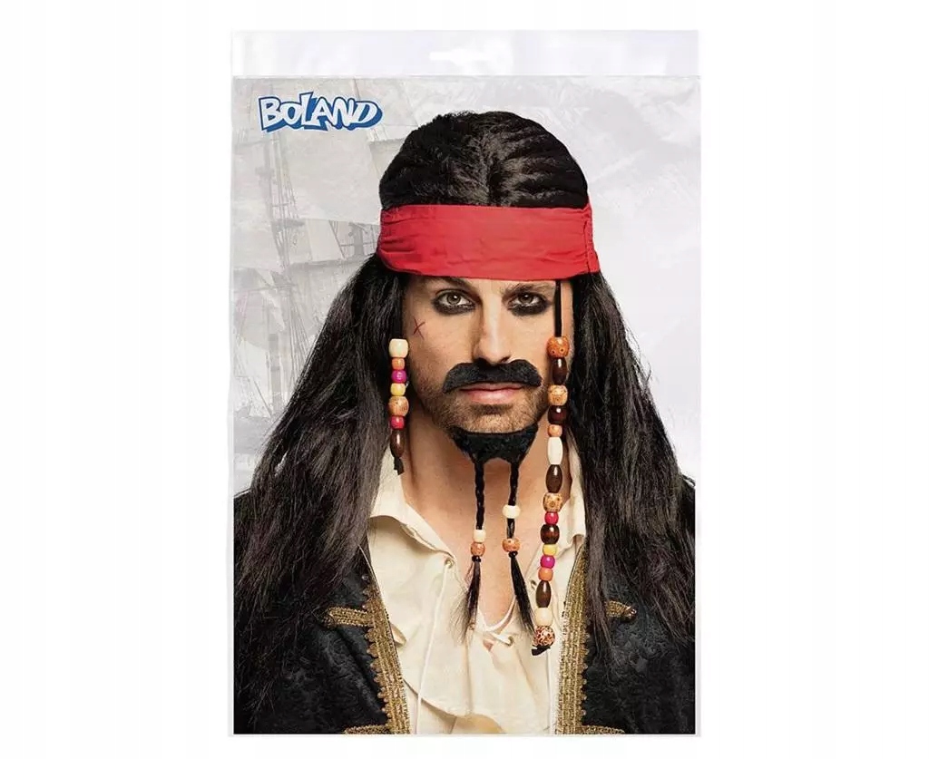 Tobiasova paruka s šátkem, knírem a vousy