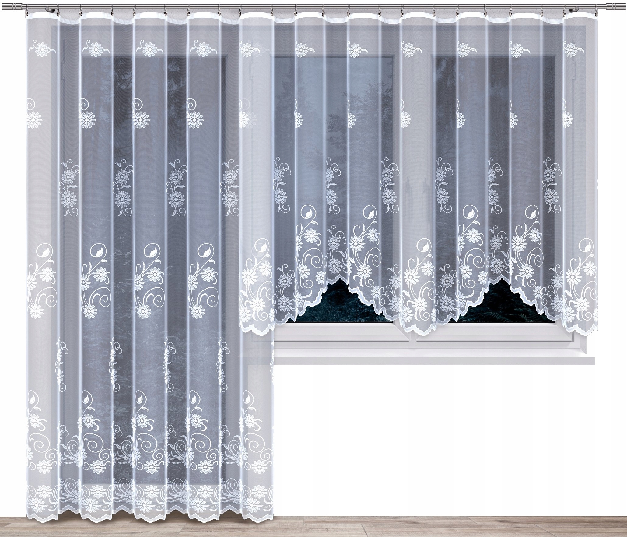 Justi 150x250cm 280x160cm zestaw 2 firany (z obszyciem) prod. Haft S.a.