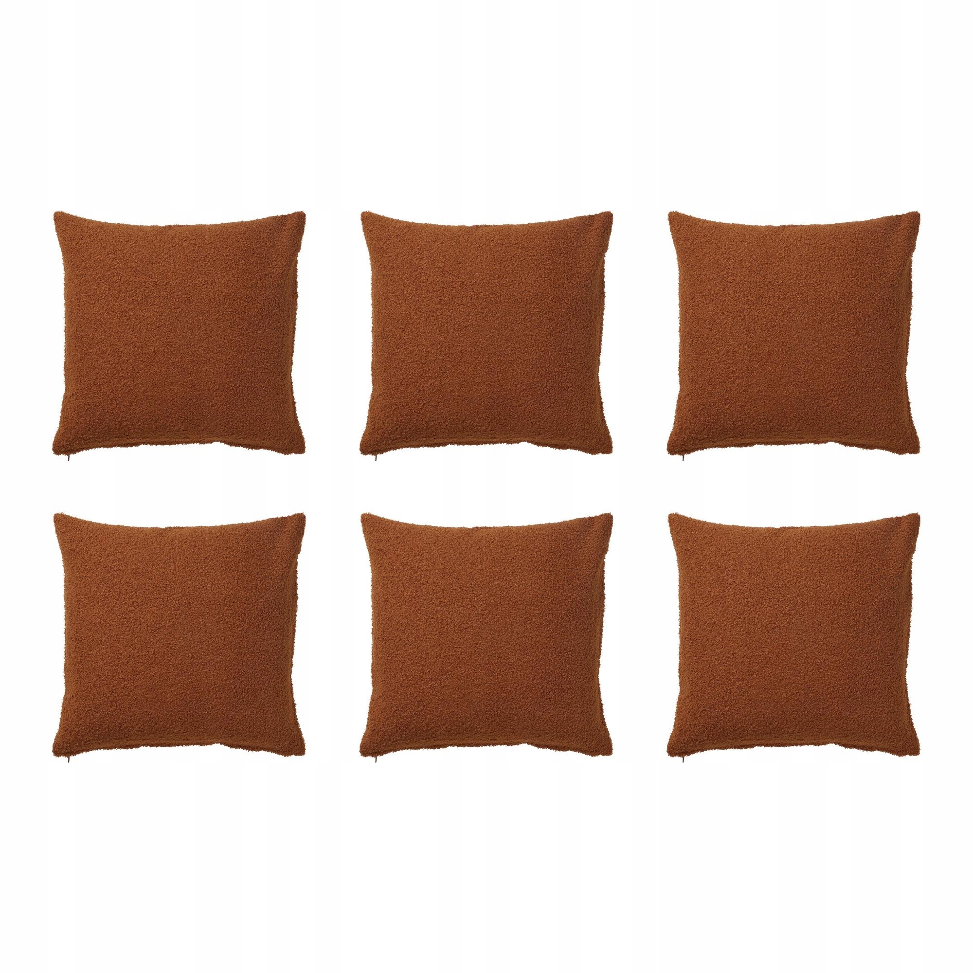 6 ks Povlak na polštář 50x50 cm hnědočervený, měkký polyester