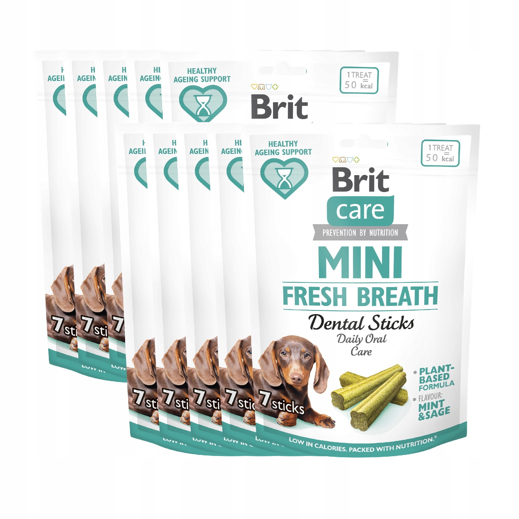 Levně Brit Care Dog Mini Snacks Dental Sticks Fresh Breath Svěží dech 10PAK