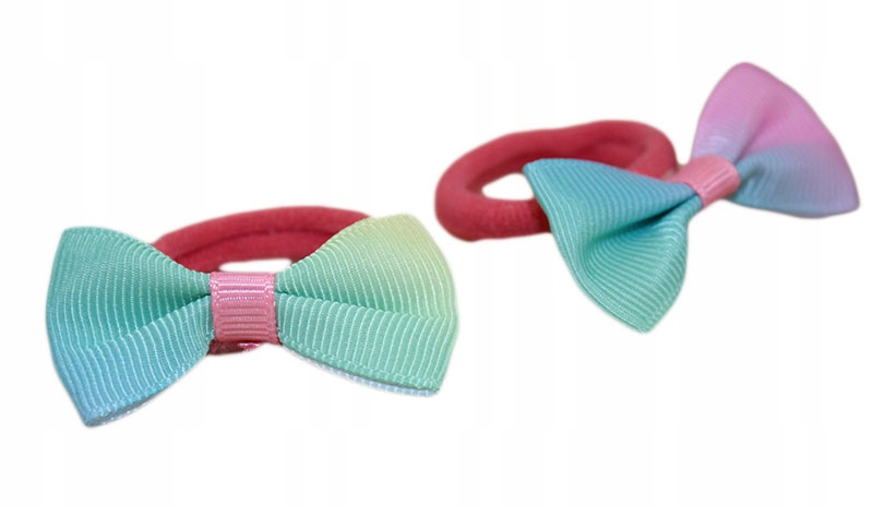 -MARGUT- Gumki frotki z kokardką PARA tęcza zieleń