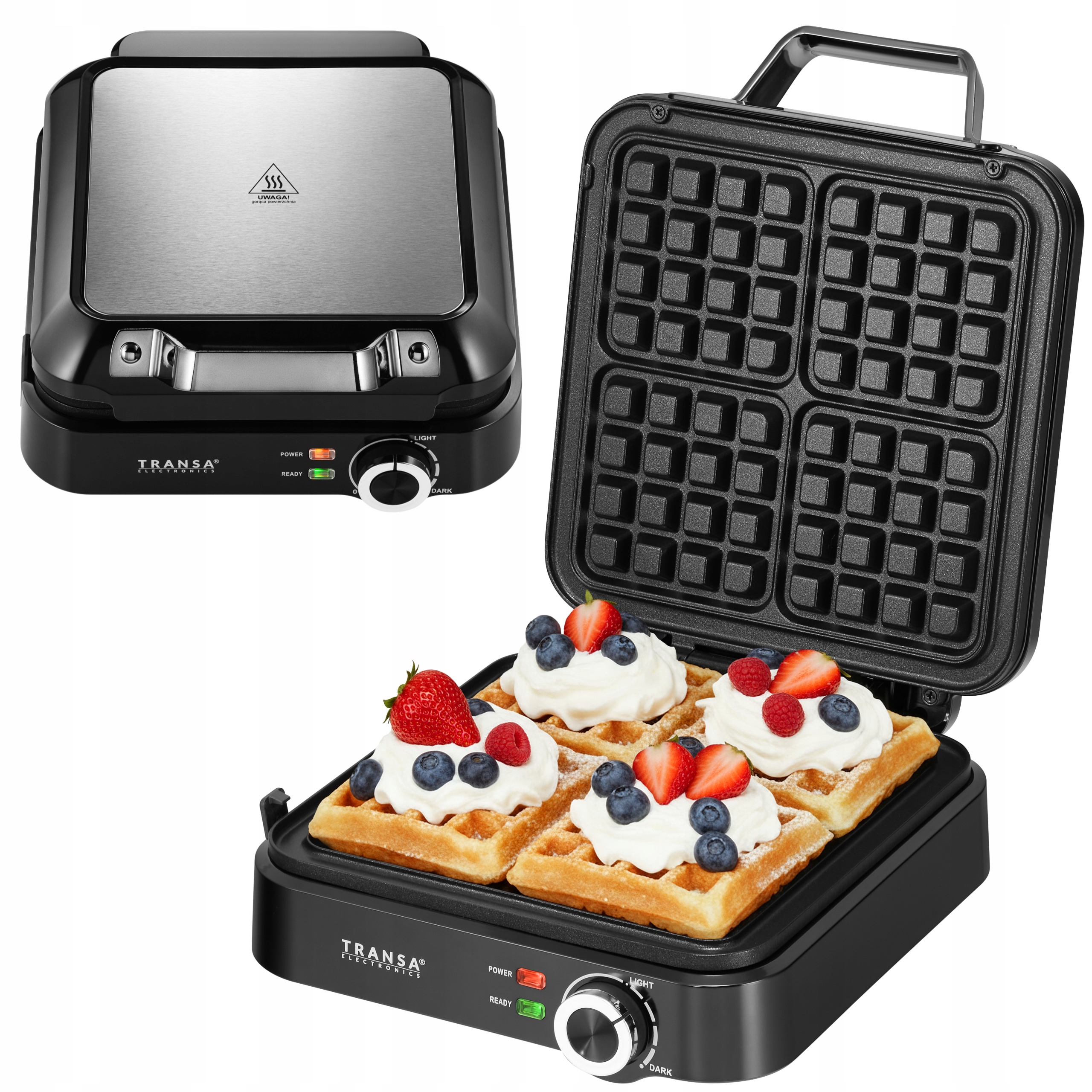 Gofrownica Na 4 Duże Gofry Regulacja Temperatury i Stopnia Wypiekania 2200W