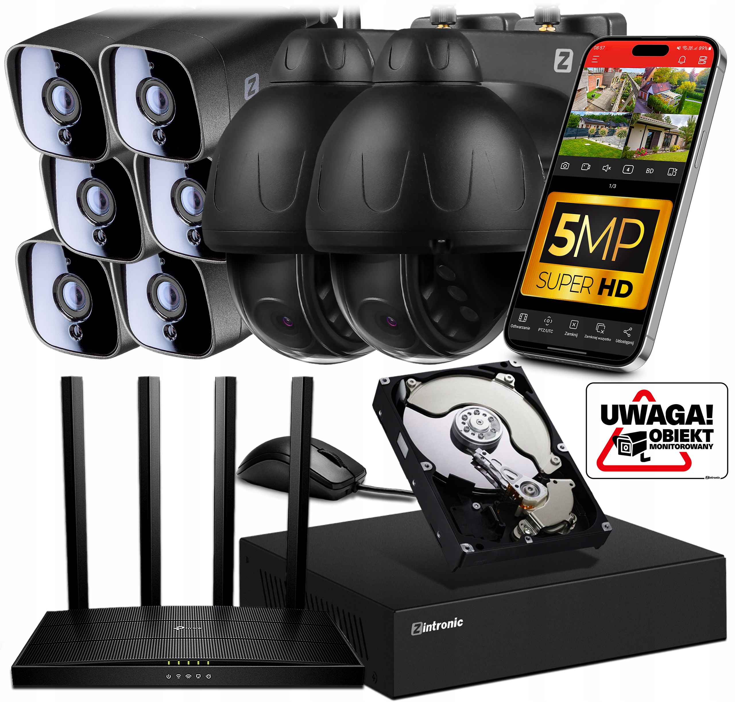 Sada pro Monitorování 8 kamer WiFi 5Mpx 4TB