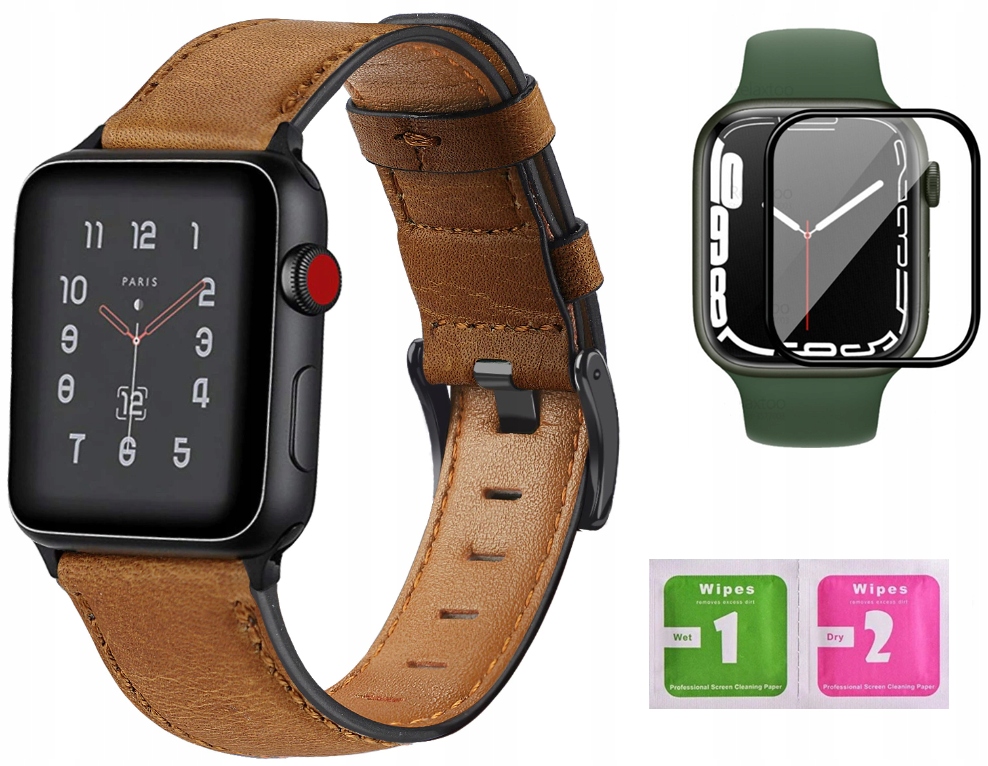 Pasek Skórzany Do Apple Watch 1 2 3 4 5 6 7 8 9 Se 42/44/45/49MM Szkło