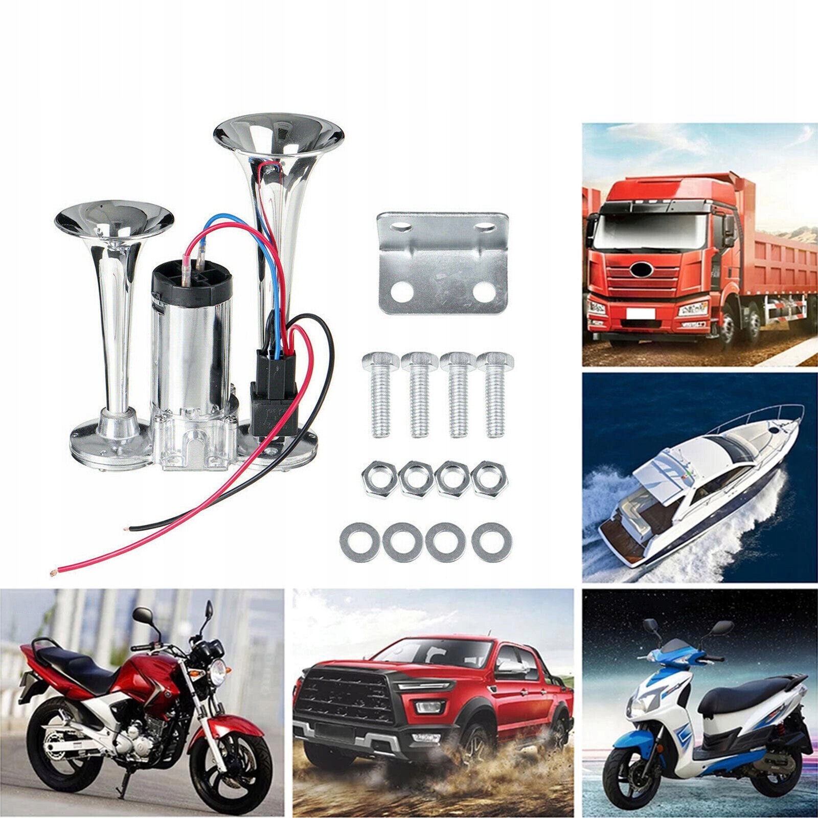 600DB KLAKSON 12 V, PODWÓJNA TRĄBKA, DO CIĘŻARÓWEK, POCIĄGÓW, SAMOCHODÓW Producent inny