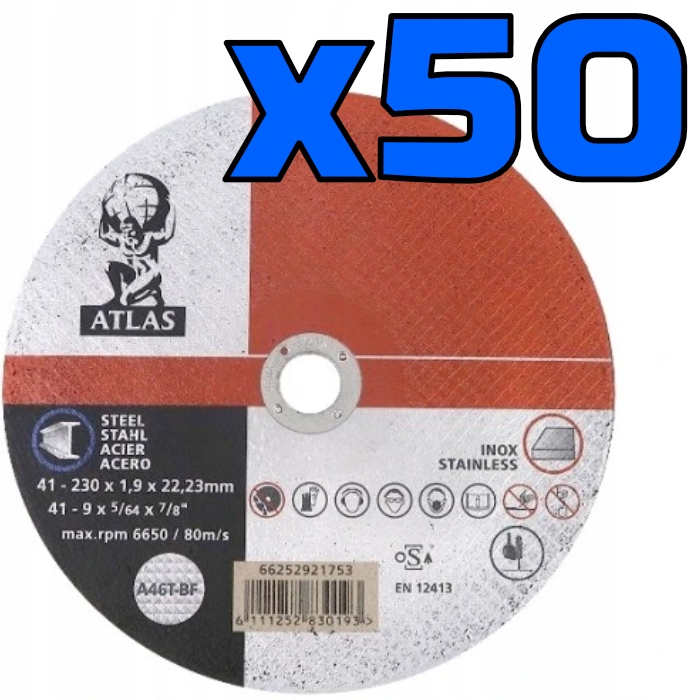 Kotúče na rezanie kovov a ocele Inox uhlové Norton Atlas 230x1,9 50 Kusov