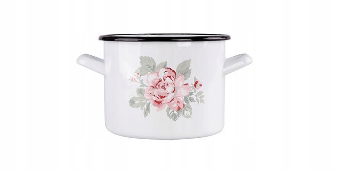 GARNEK EMALIOWANY PROSTY RÓŻA PARYSKA 14CM 1,65L FABRYKA NACZYŃ EMALIOWANYC