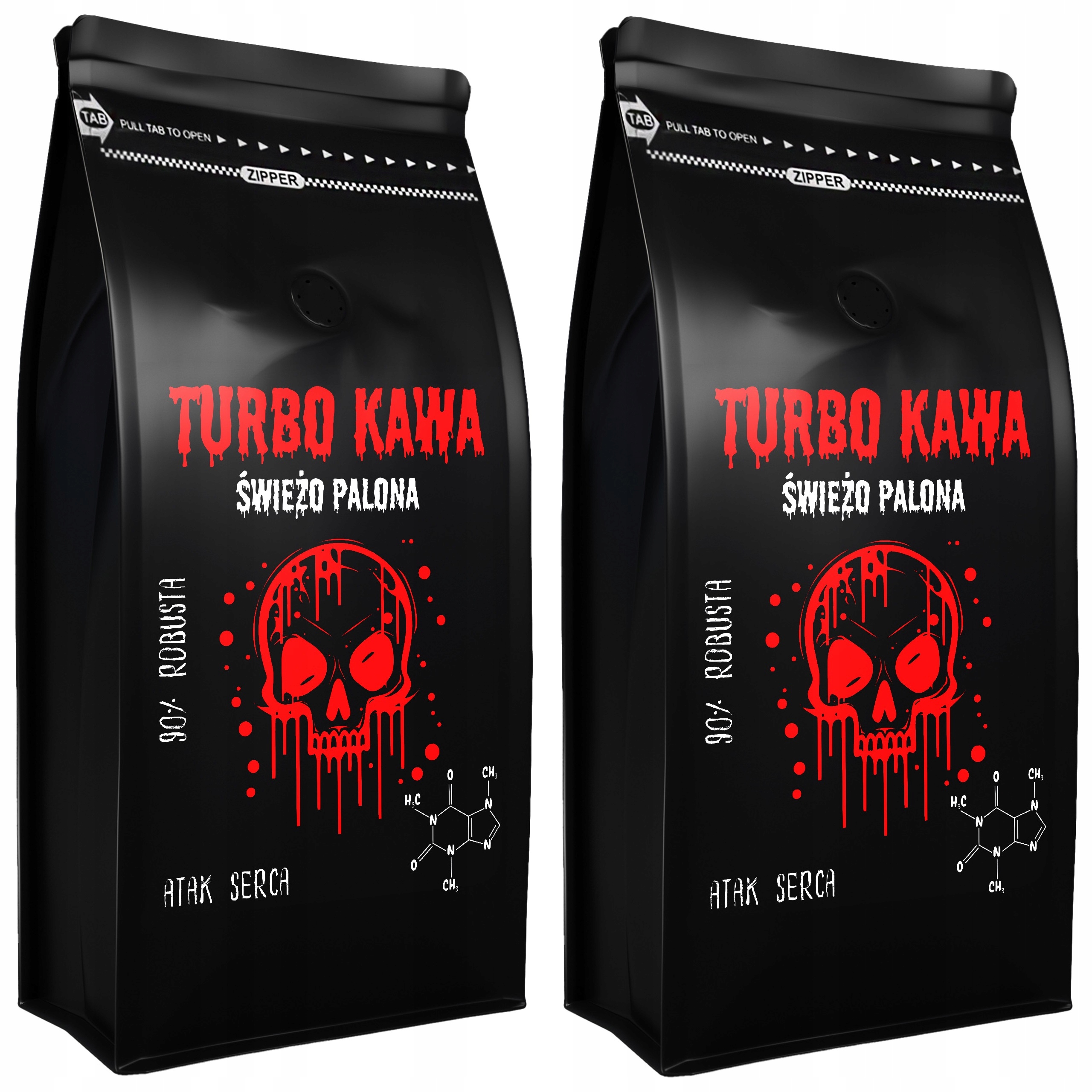 Levně Turbo Káva zrnková do kávovaru 2x1kg 90% Robusta 10% Arabica Atak Srdce