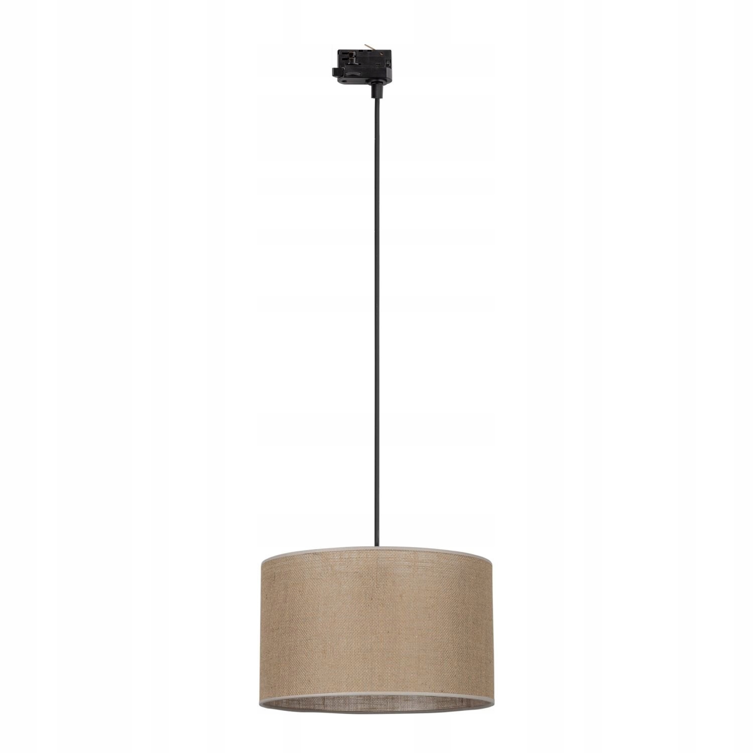 3-fázová závesná koľajnicová lampa s jutovým tienidlom v tvare valca 38 cm