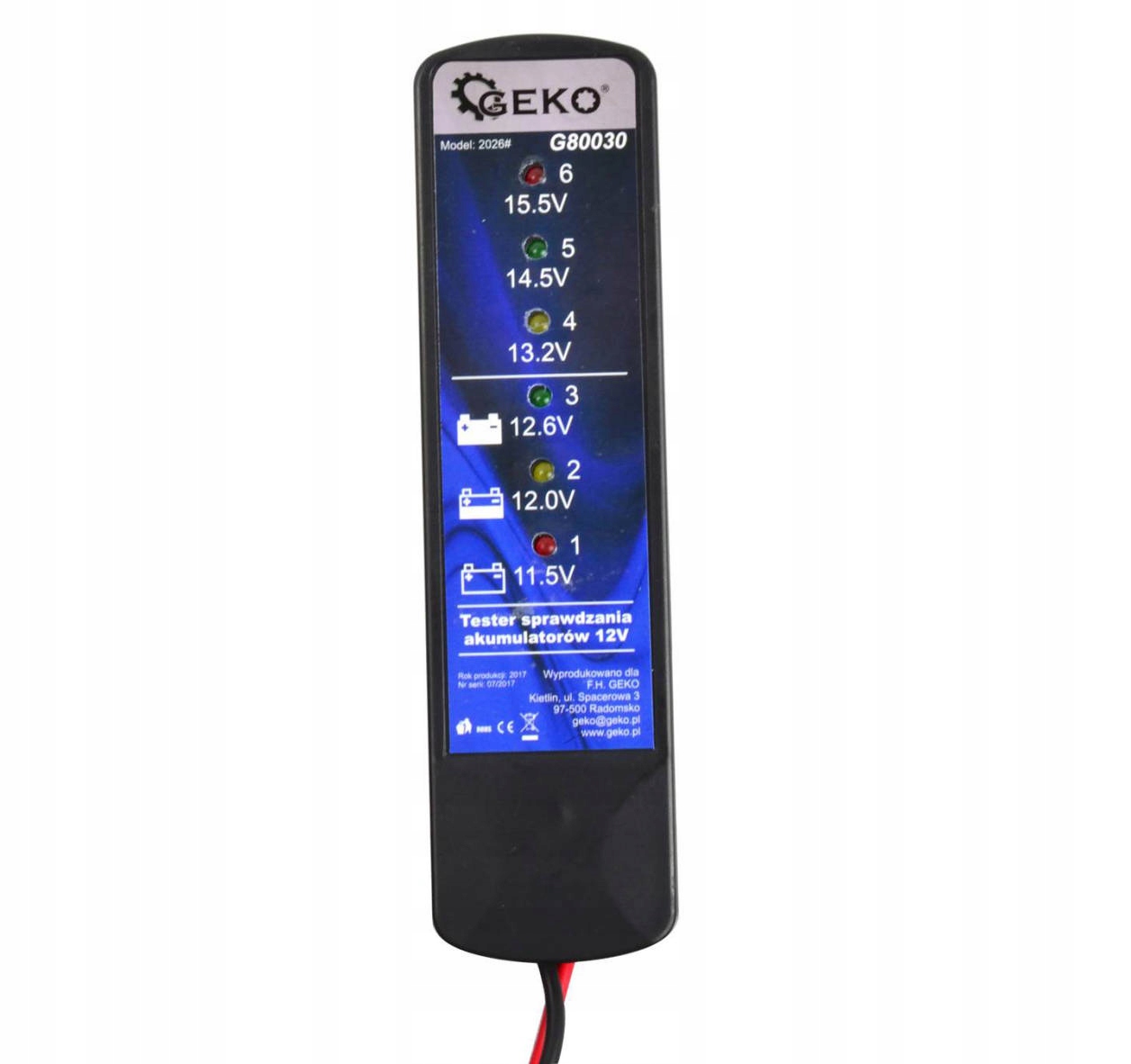 MINI TESTER MIERNIK AKUMULATORÓW CYFROWY 12V Kod producenta G80030