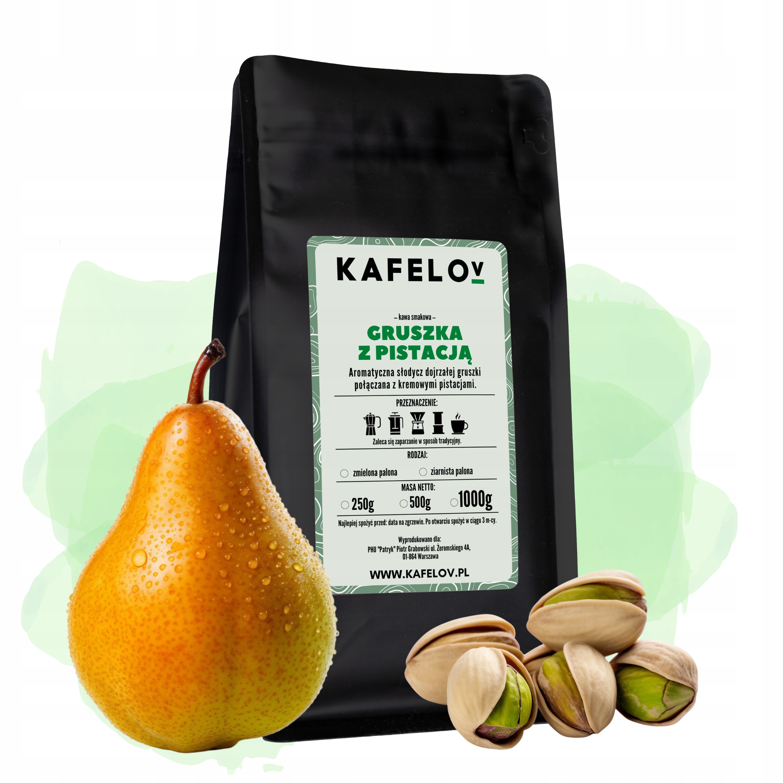 Levně Káva Kafelov Gruszka S Pistácií 1000 g mletá