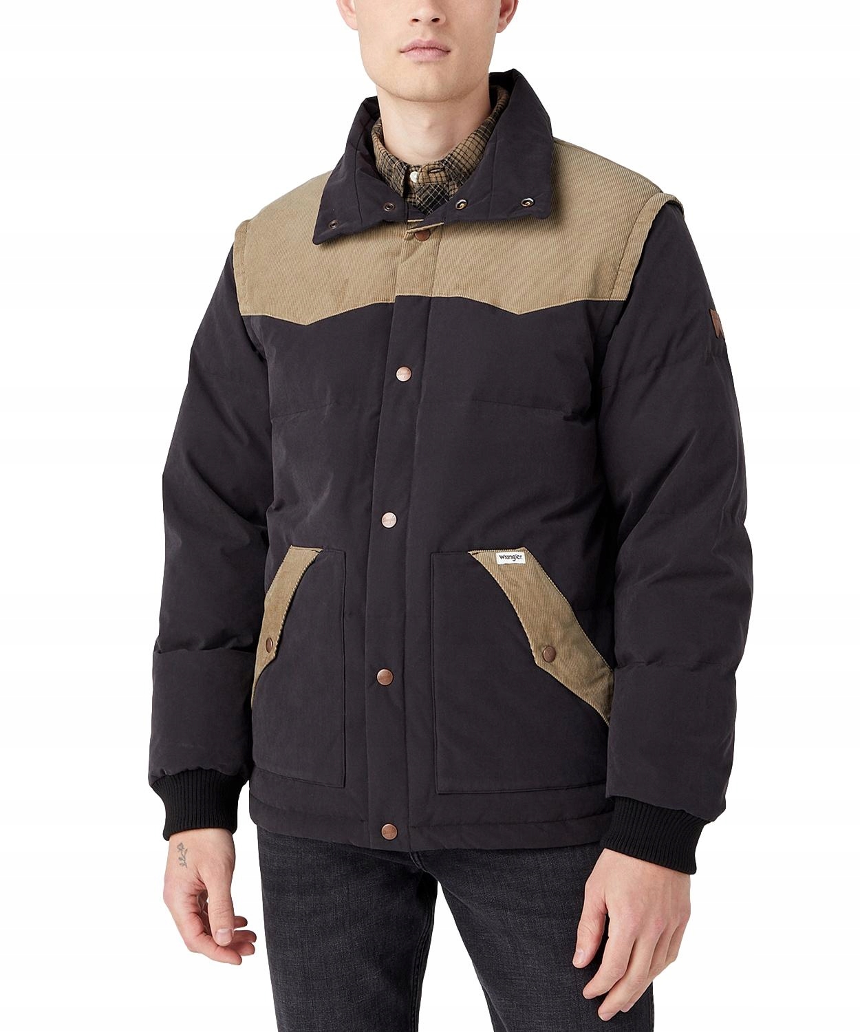 Bunda Wrangler s odnímatelným rukávem 112341105 W40NX7100 Černá L