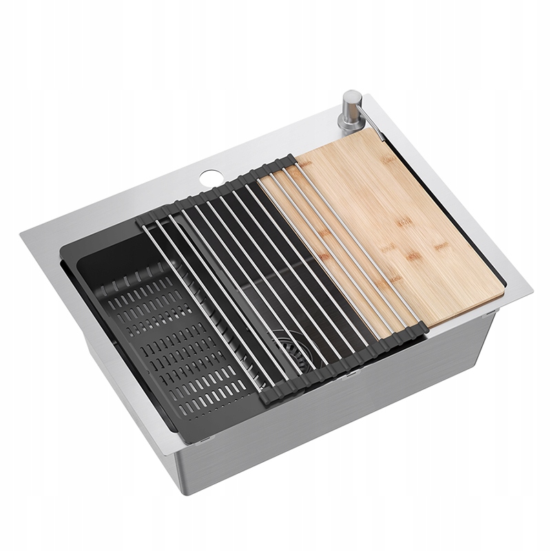 Quadron Luke 110 Dřez stříbrné ocelové 1 komora 58x45 cm se sifonem