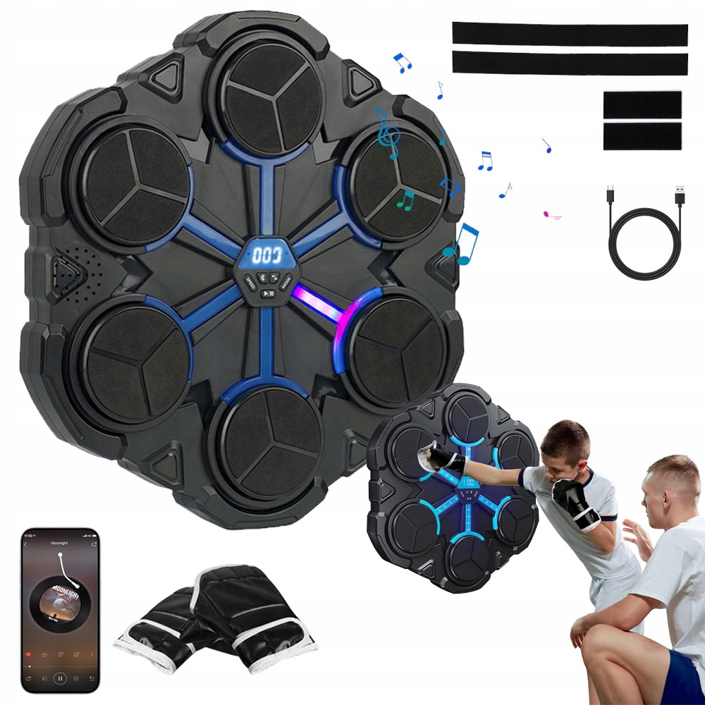 Bluetooth Hudební boxovací stroj Boxerský Led s rukavicemi, 9 rychlostí