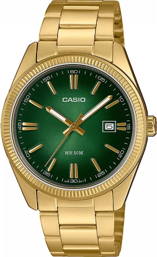 Casio pánské hodinky MTP-1302PGC-3AVEF elegantní zeleno-zlaté