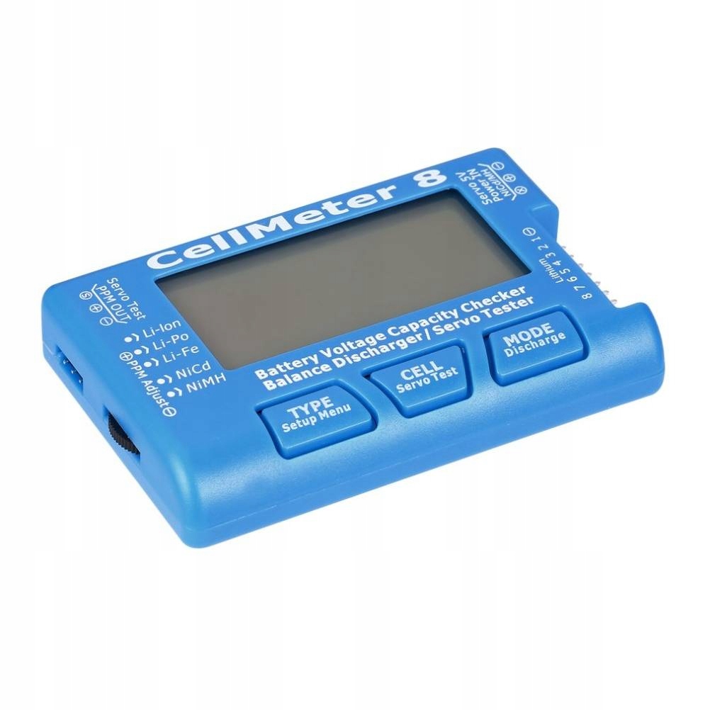 CellMeter 8 Miernik pakietów LiPo LiIon LiFe NiCd NiMH, tester serwo
