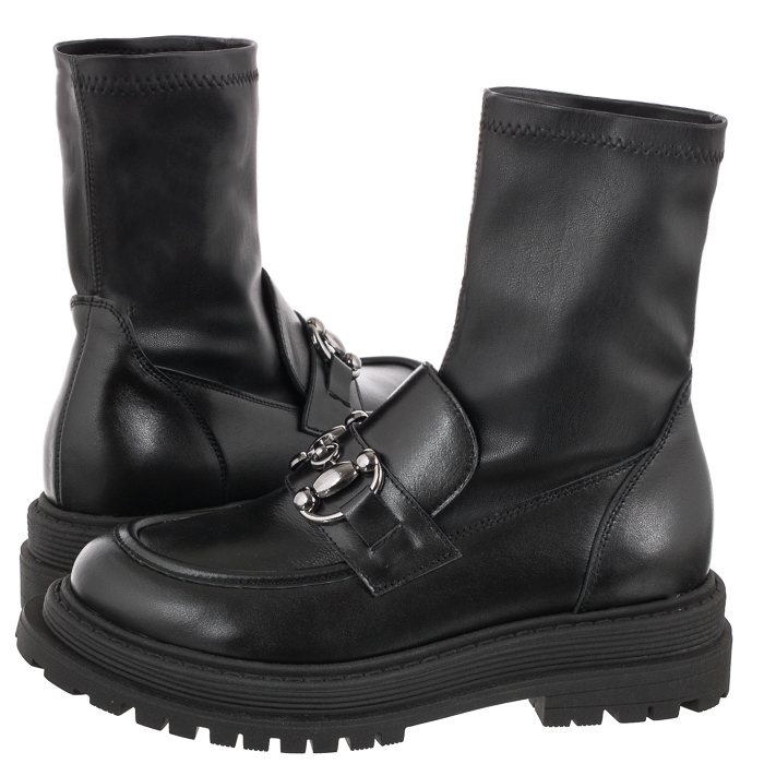 Dámské kožené kotníkové Kotníkové Boty CheBello černé 3053-401-376