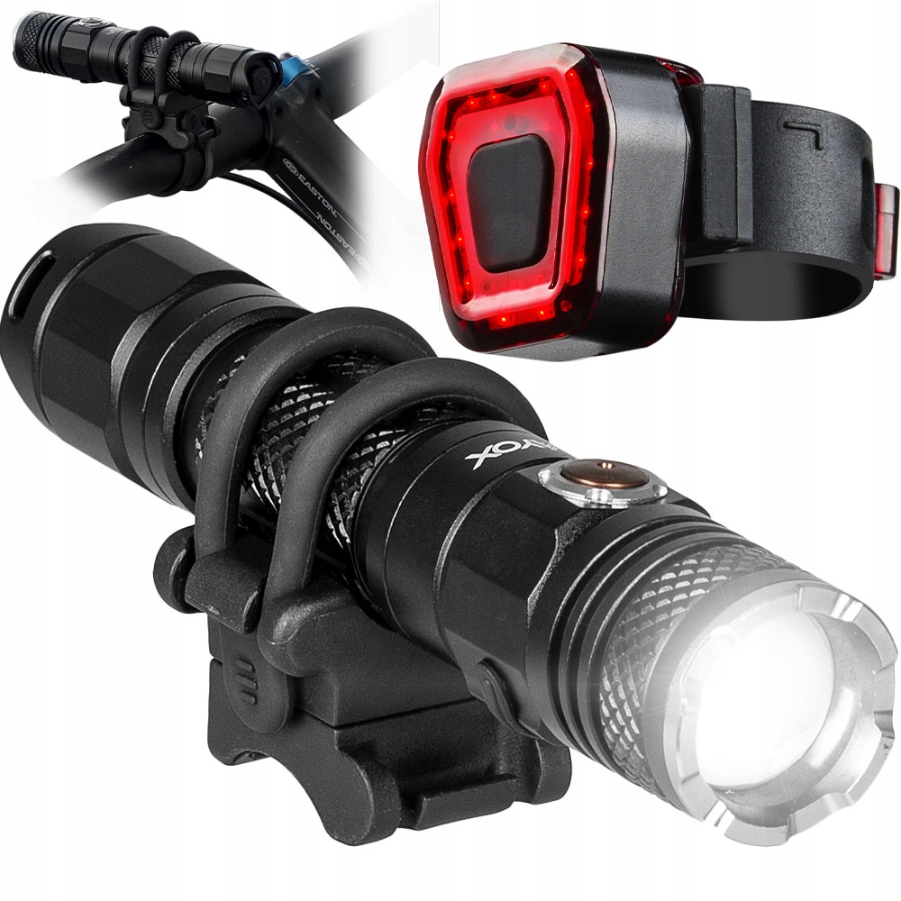 

Zestaw Lampka Rowerowa Przód Tył Usb Taktyczna Led