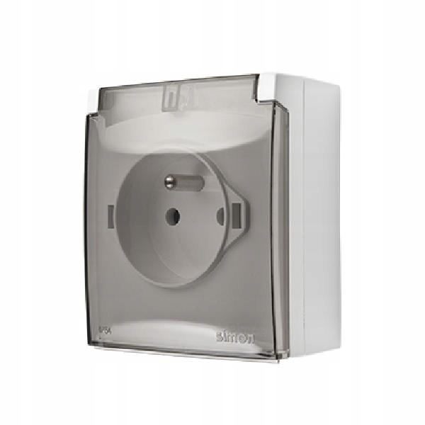 

Simon Aquaclick Gniazdo z/u z klapką IP44 biały