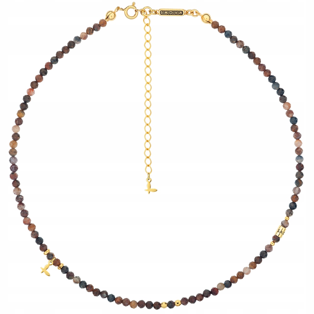 Naszyjnik Choker Pozłacany z Kamieni Naturalnych Pietersyt Srebro 925 Sadva