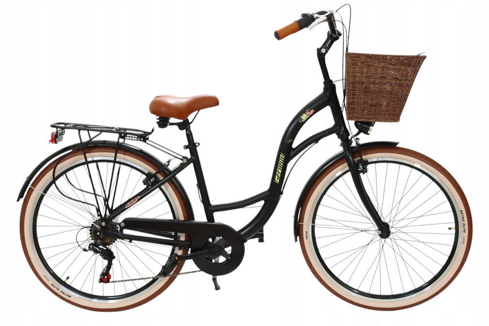 Aluminiowy Rower Damski Miejski 26 Shimano Czarny Na Komunię 6 Biegów +kosz