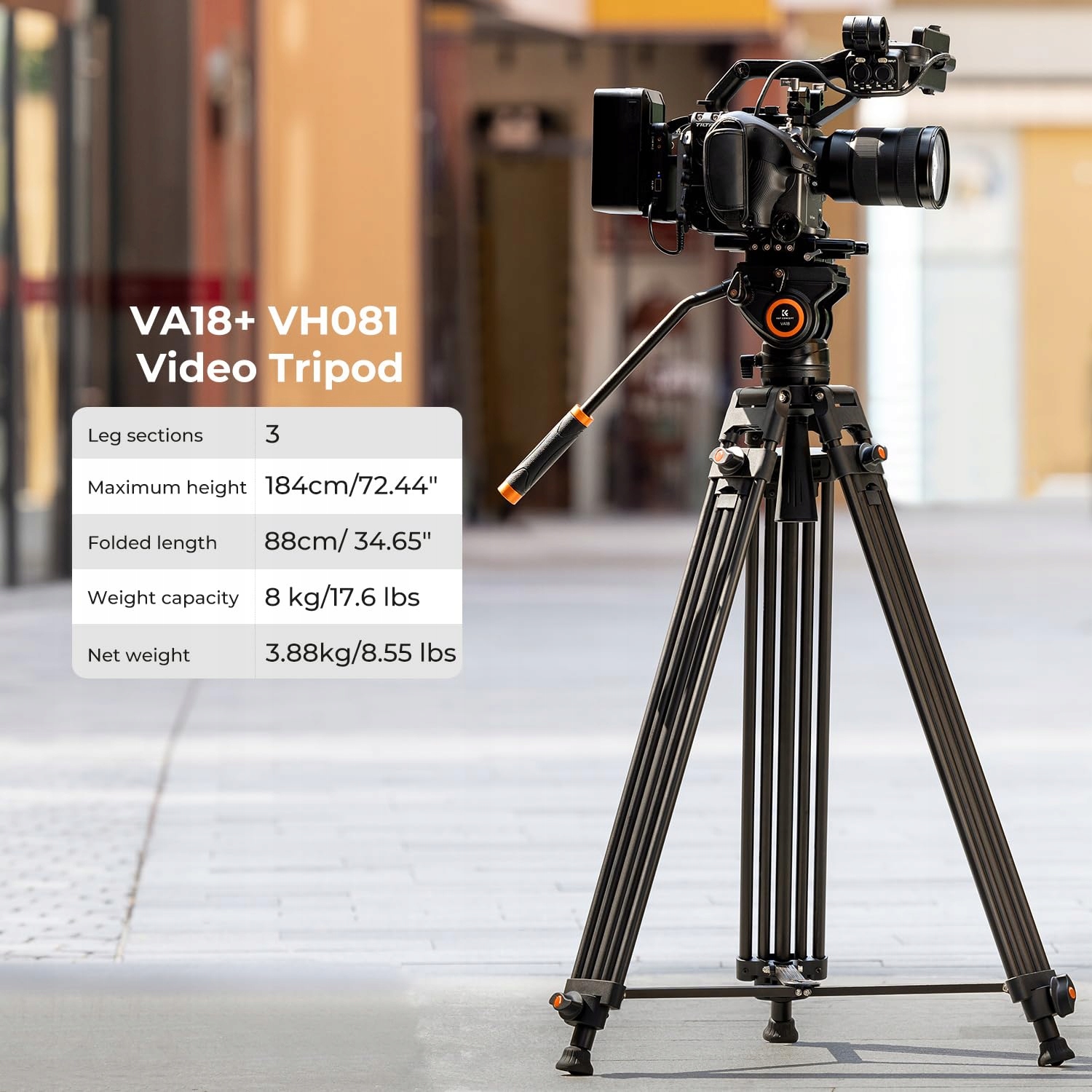 K&F CONCEPT Statyw Video 360° Głowica Płynna 184cm DSLR Kamery — miniatura 2
