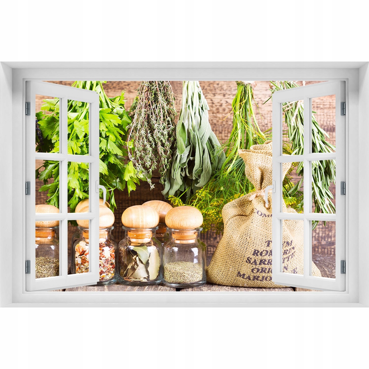 

Naklejka 3D Okno na ścianę Zioła na sznurku 120x80