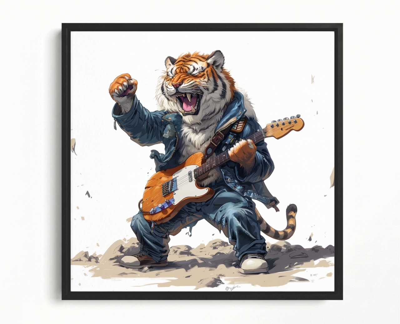 Obraz Rama American Box Tygr Kytarista Hudba Rock And Roll Metal 60x60