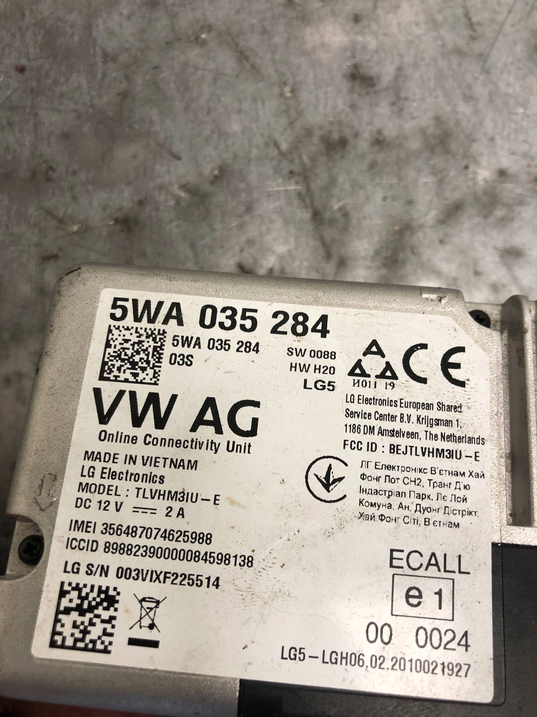 VW T-ROC GOLF VIII module computer control unit USLUG ONLINE 5WA035284