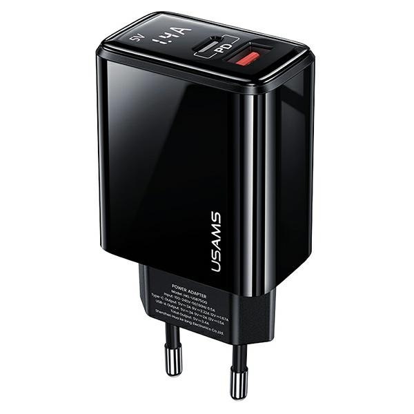 Usams Ład. siec. 1xUSB-C+1xUSB T40 20WLED (only head) PD3.0 +QC3.0 Fast Cha