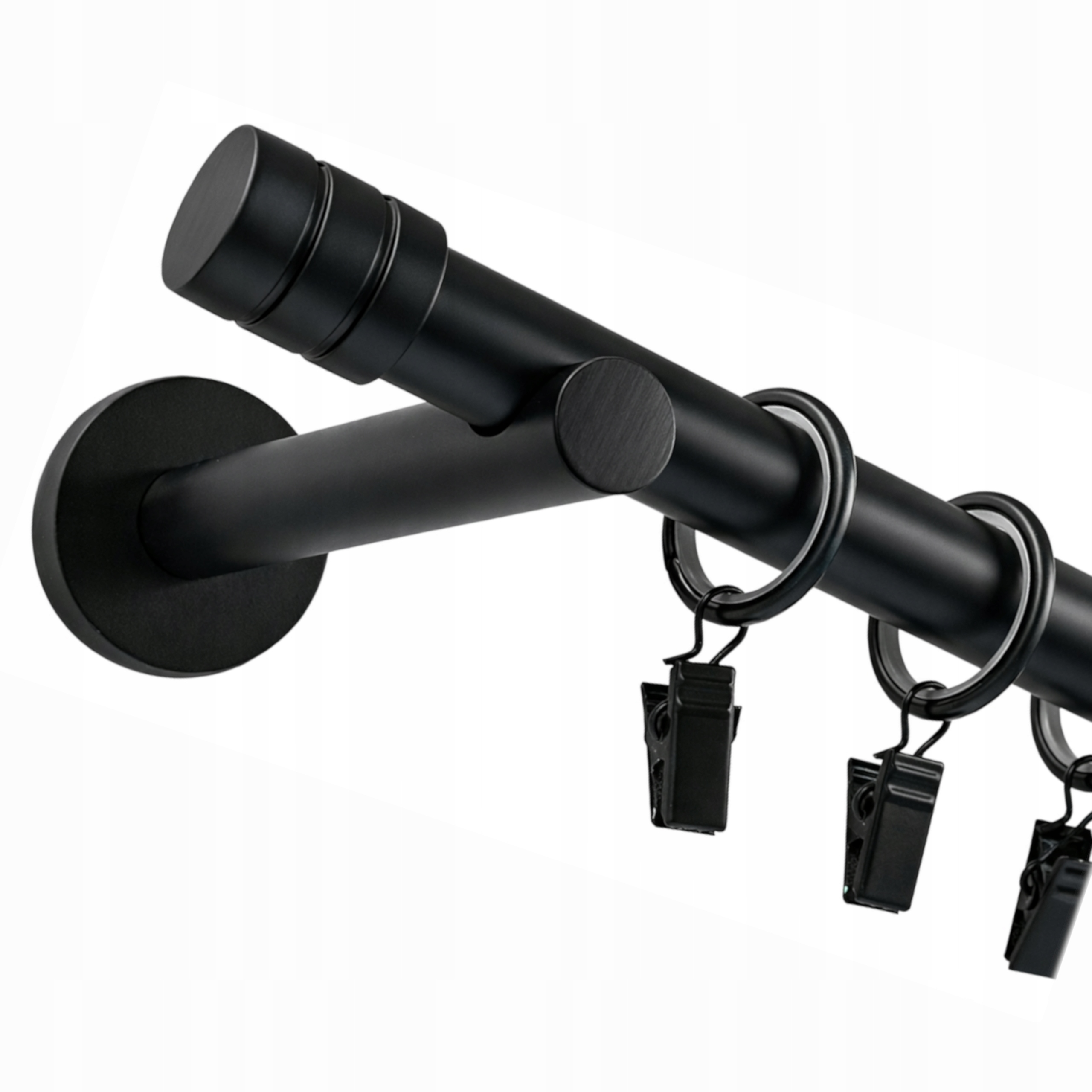 Garnýž Kovová Jednoduchá Záclonová Tyč 19 mm Černá Mat Fréza 360 cm