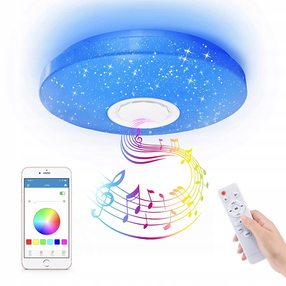 Stropní Svítidlo Led Stropní svítidlo panel 60W Rgb Bluetooth Dálkový Ovladač Reproduktor